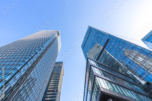 Canvas Print up view of modern office building in shanghai china