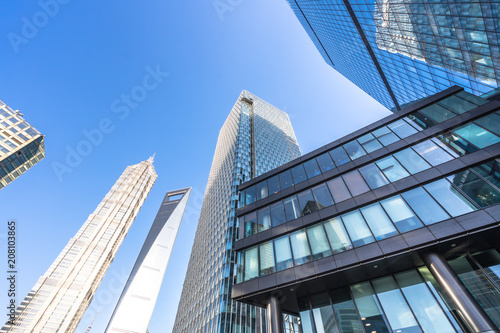 up view of modern office building in shanghai china