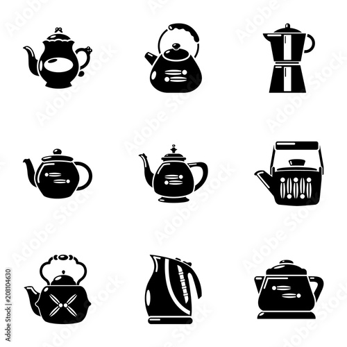 Teakettle icons set. Simple set of 9 teakettle vector icons for web isolated on white background