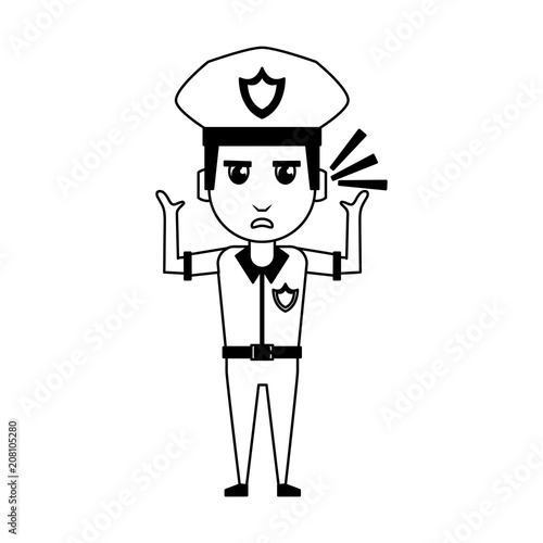 Police officer drawing attention cartoon vector illustration graphic design