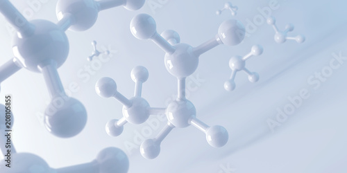 white molecule or atom, Abstract Clean structure for Science or medical background, 3d illustration. photo