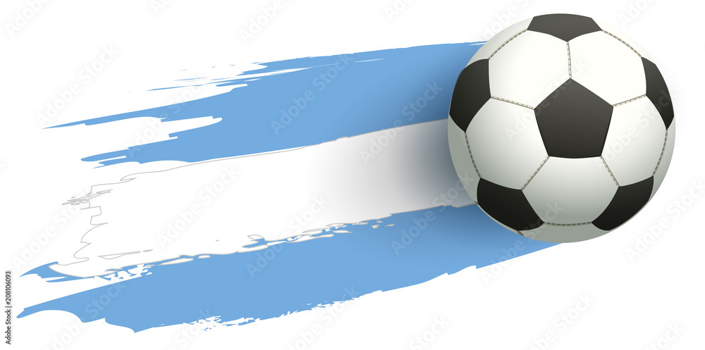 Fototapeta premium Soccer ball fly background flag of Argentina