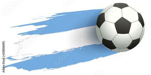 Soccer ball fly background flag of Argentina