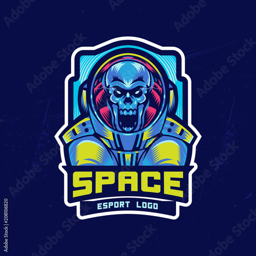 Dead astronaut in spacesuit. Esport Logo element	