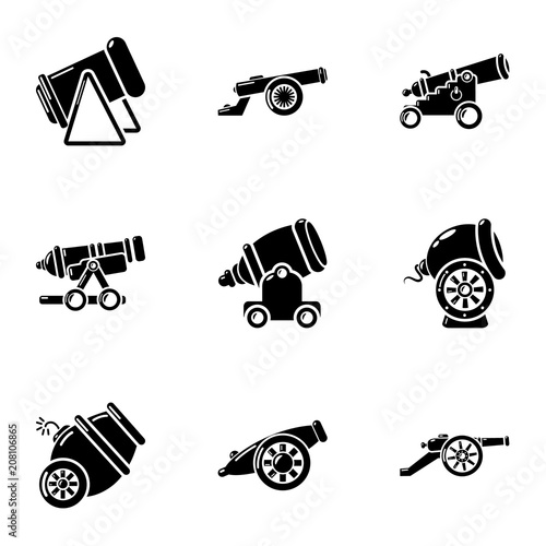 Cannon icons set. Simple set of 9 cannon vector icons for web isolated on white background