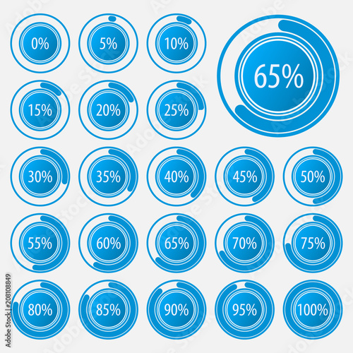 Set of pie charts for business infographics.Progress bar for web design.3d infographic elements.White and blue style