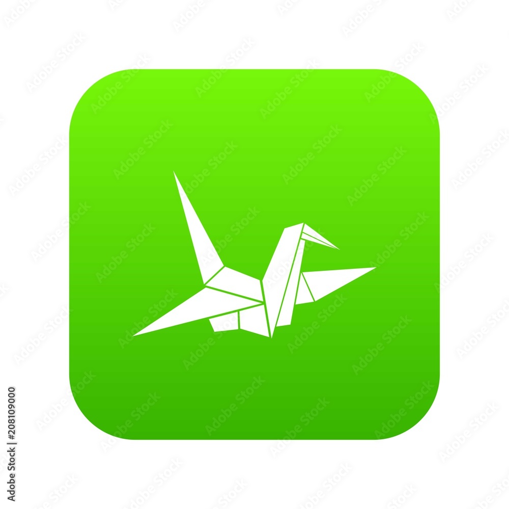 Bird origami icon digital green for any design isolated on white vector illustration