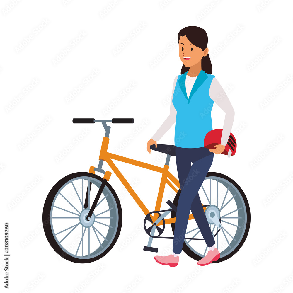Woman with bicycle vector illustration graphic design Woman with bicycle vector illustration graphic design