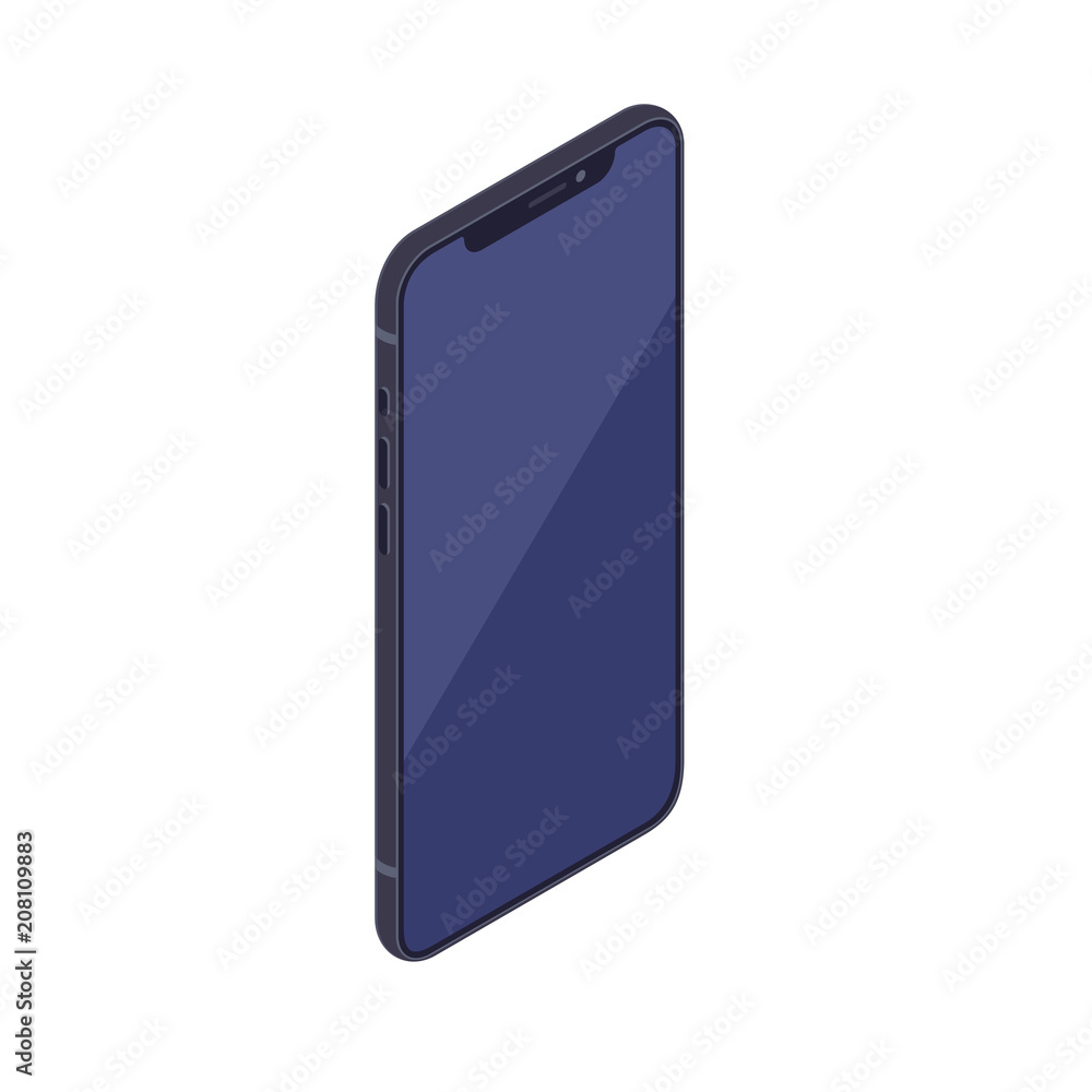 Isometric smartphone isolated on white background. Technology and computing design element. Vertically oriented modern mobile phone with blank display vector cartoon isometric 3d illustration. Isometric smartphone isolated on white background. Technology and computing design element. Vertically oriented modern mobile phone with blank display vector cartoon isometric 3d illustration.