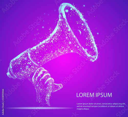 Abstract image of a loudspeaker. Low poly vector