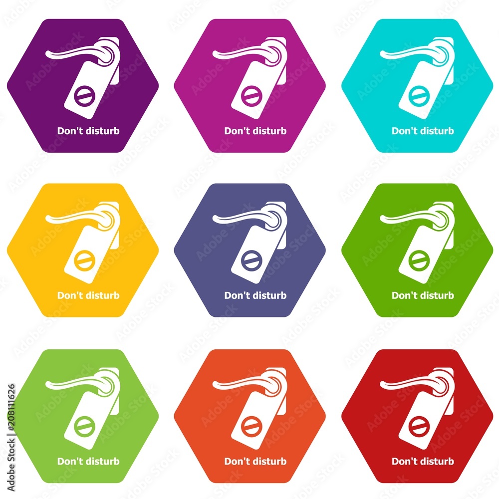 Do not disturb icons 9 set coloful isolated on white for web Do not disturb icons 9 set coloful isolated on white for web