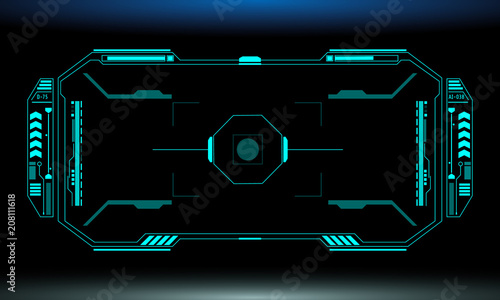 HUD Futuristic Elements Automatic Target Scan User Screen Interface Vector. Green Abstract Scifi Control Monitor Panel Record illustration