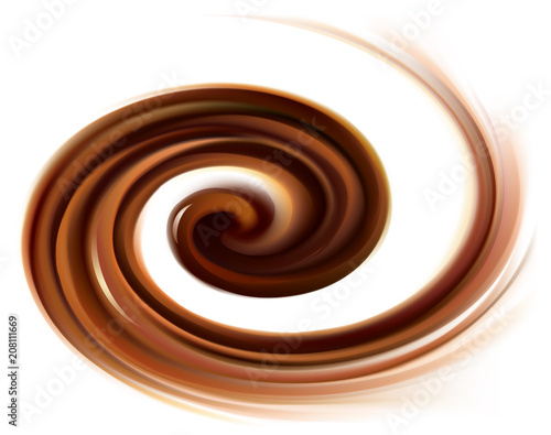 Vector background of swirling creamy chocolate texture