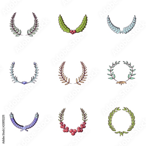 Tiara icons set. Cartoon set of 9 tiara vector icons for web isolated on white background