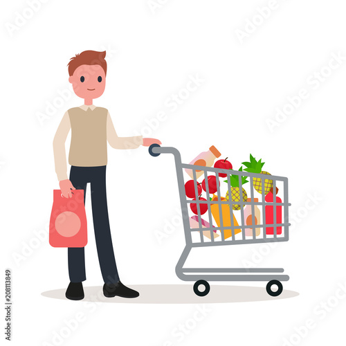 a man with a shopping basket photo