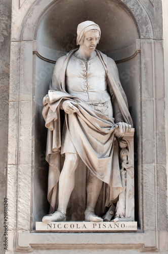 The statue of Nicola Pisano in the Uffizi gallery in Florence in Italy