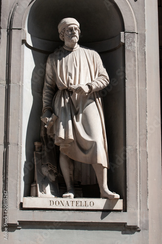 The statue of Donatello in the Uffizi gallery in Florence in Italy photo