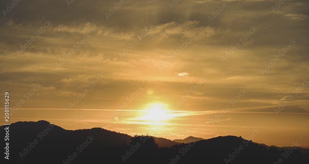 Mountain sunrise sun