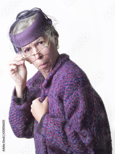 Schilderij op canvas Judgmental Old Lady