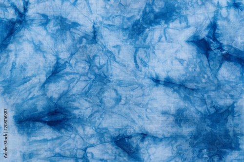 Dye indigo fabric background and abstract