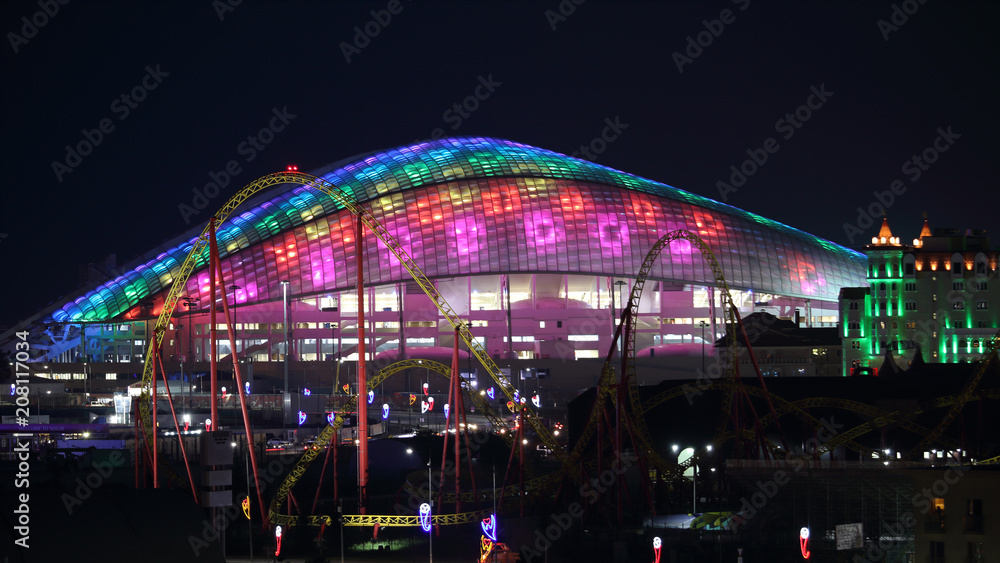 Naklejka premium Big sports arena night panoramic 16:9 horizontal