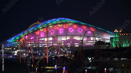 Big sports arena night panoramic 16:9 horizontal