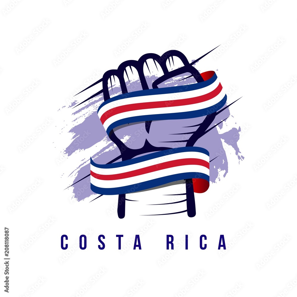 Costa Rica Hand and Flag Vector Template Design Illustration