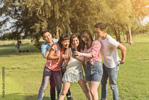 friends play at park