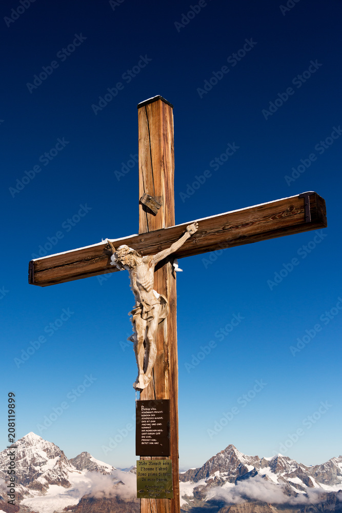 The summit cross on platform of the Little Matterhorn The summit cross on platform of the Little Matterhorn