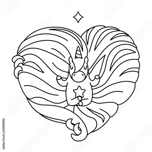 vector cartoon unicorn Magic coloring book page for kids 04