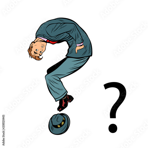 question mark. Business people silhouette alphabet