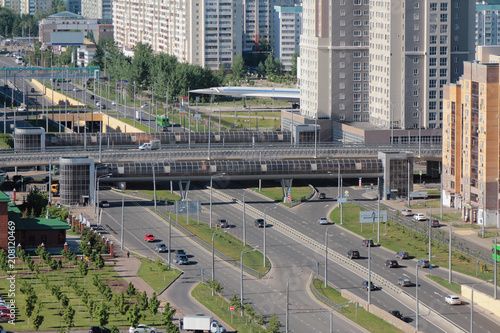 Two-level crossing of streets in city. Kazan, Russia