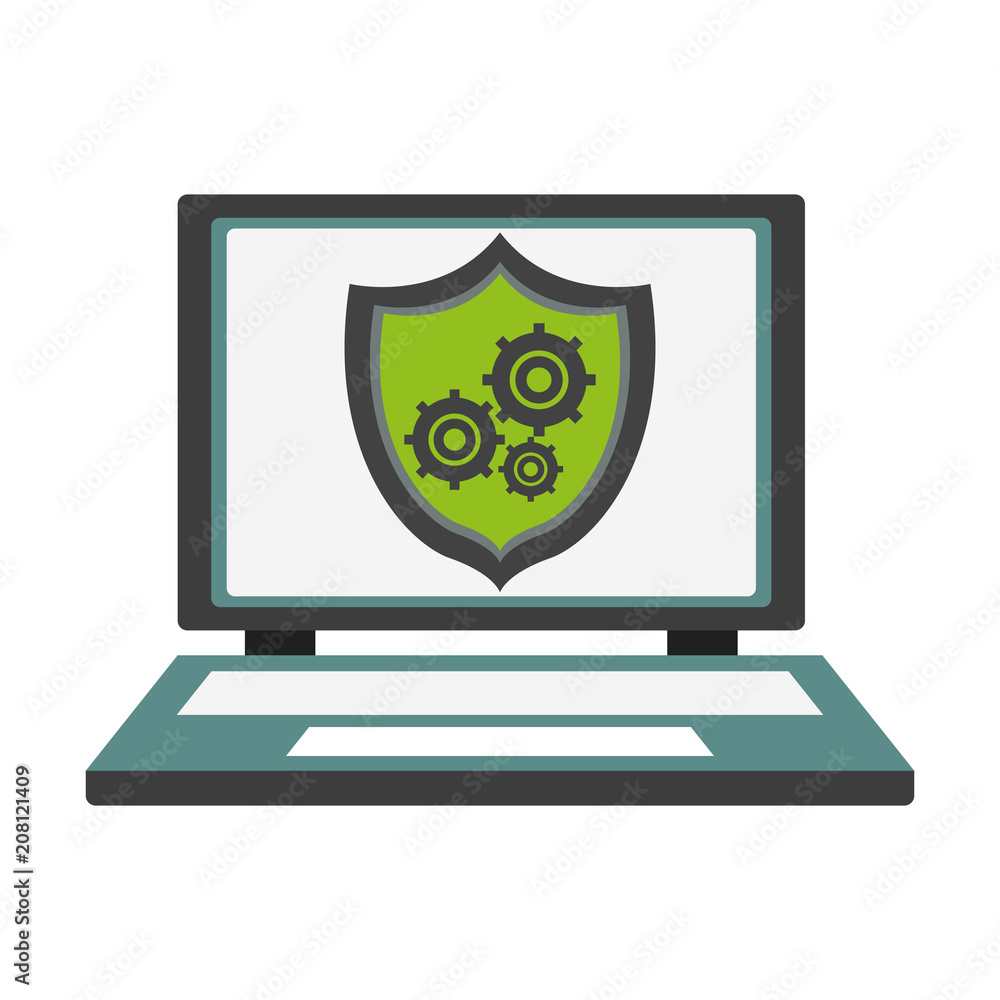 Laptop with antivirus vector illustration graphic design Laptop with antivirus vector illustration graphic design