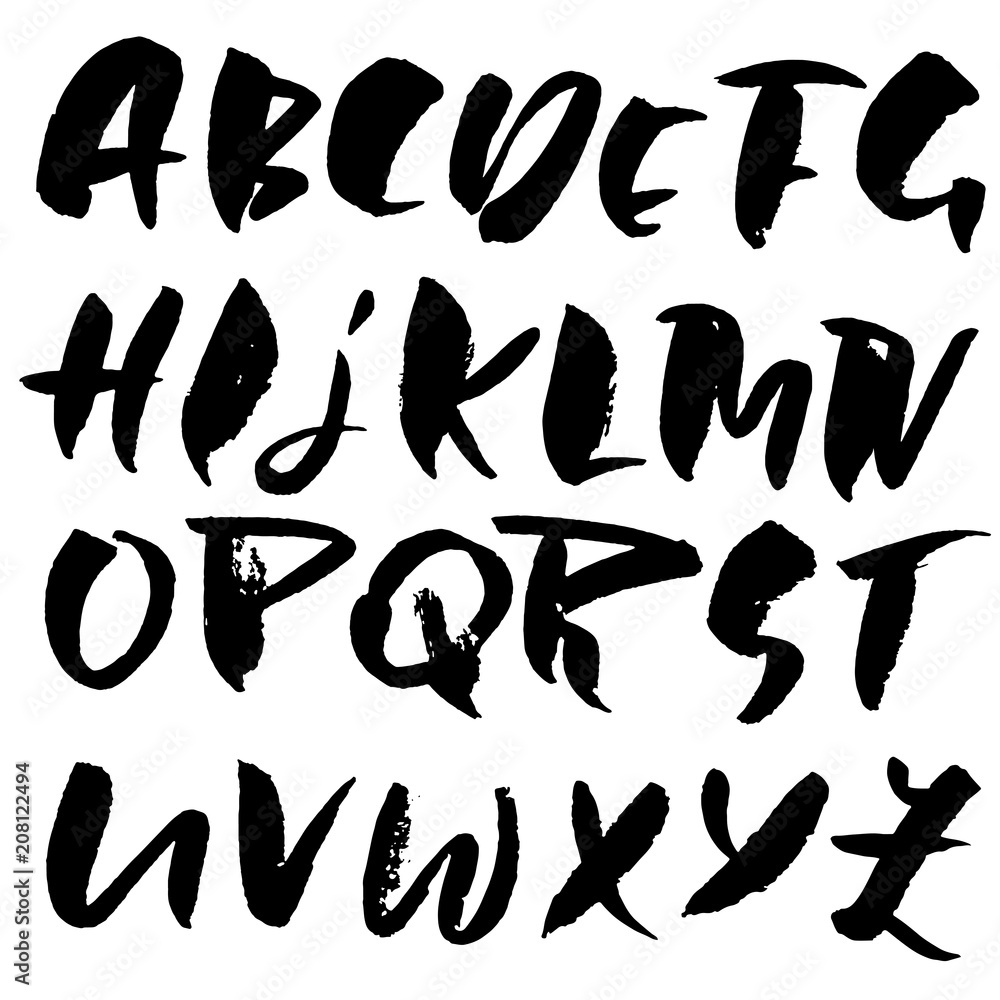Handdrawn dry brush font. Modern brush lettering. Grunge style alphabet. Vector illustration. Handdrawn dry brush font. Modern brush lettering. Grunge style alphabet. Vector illustration.