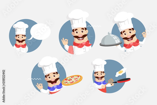 Flat Design Chef Circular Bannners Vector Illustration photo