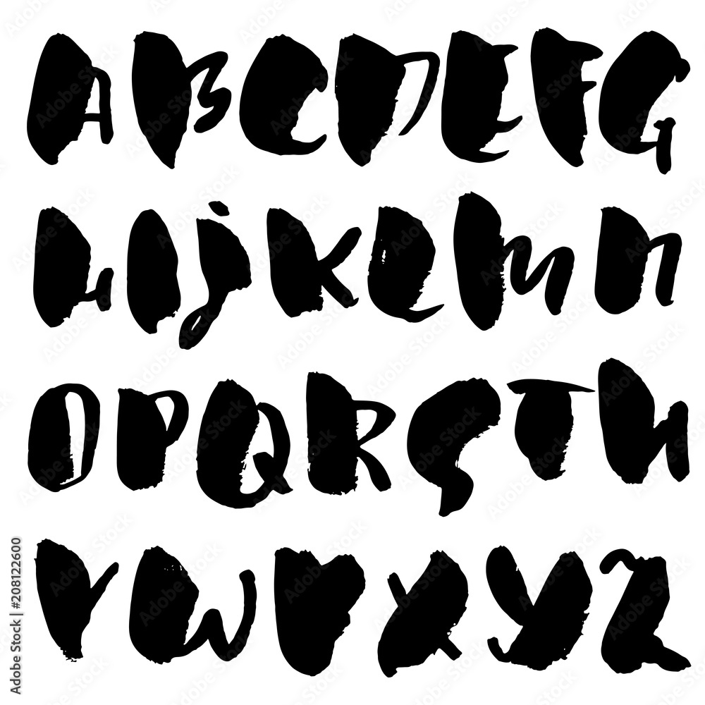 Handdrawn dry brush font. Modern brush lettering. Grunge style alphabet. Vector illustration. Handdrawn dry brush font. Modern brush lettering. Grunge style alphabet. Vector illustration.