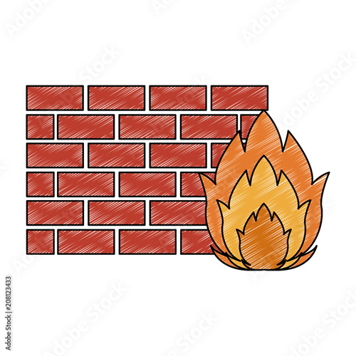 Firewall system technology vector illustration graphic design