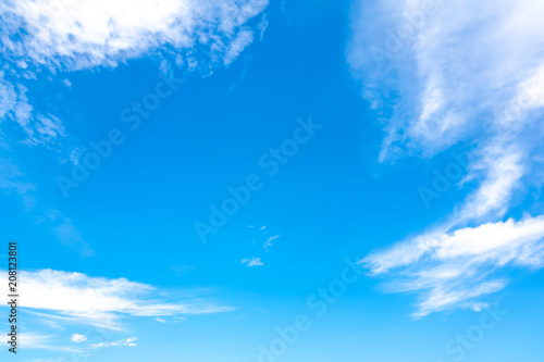 sky blue or azure sky and cloud on bright daytime of sun
