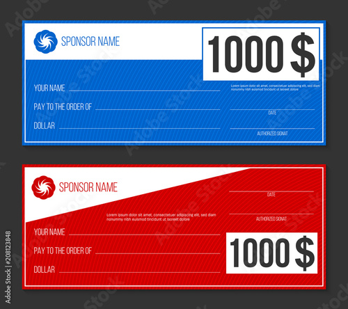 Creative vector illustration of payment event winning check isolated on background. Art design empty blank mockup. Abstract concept graphic lottery element
