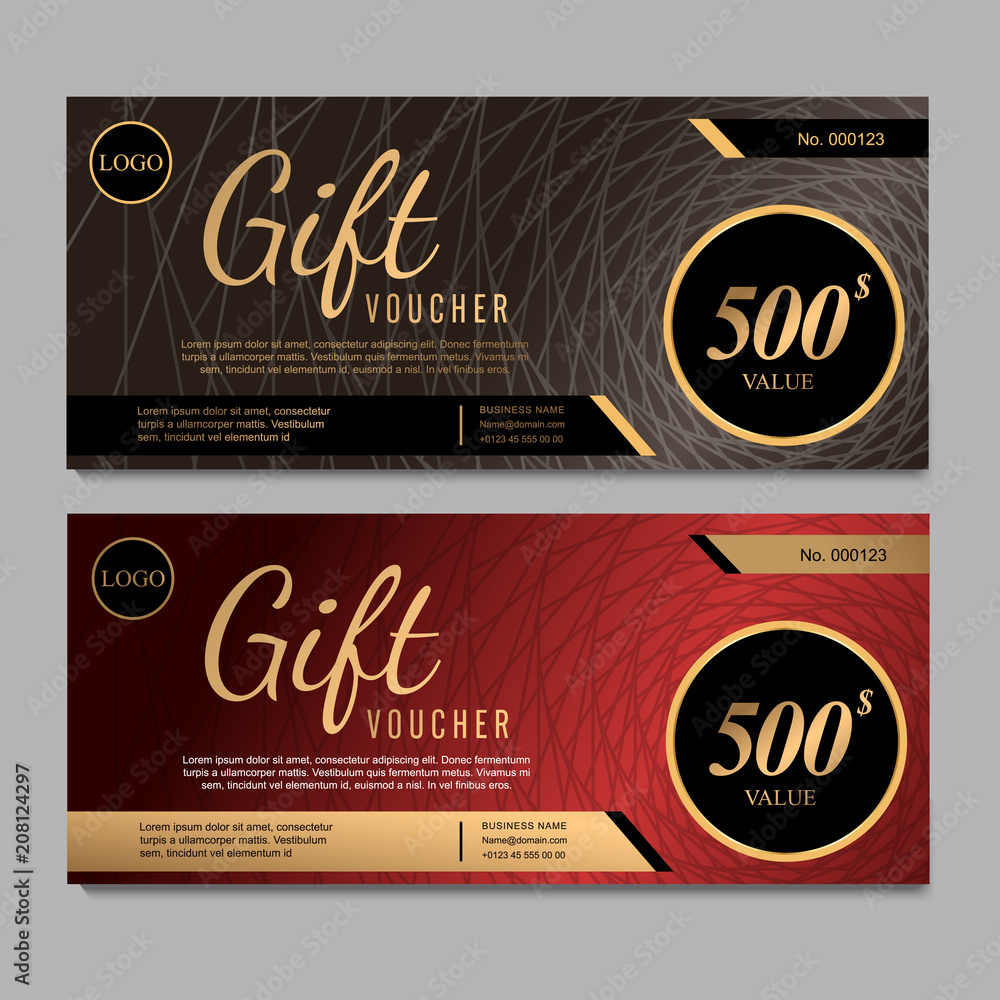 Discount voucher template with gray and purple certificate. Background