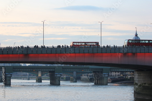 the London Bridge and the city from a distance, London, England
