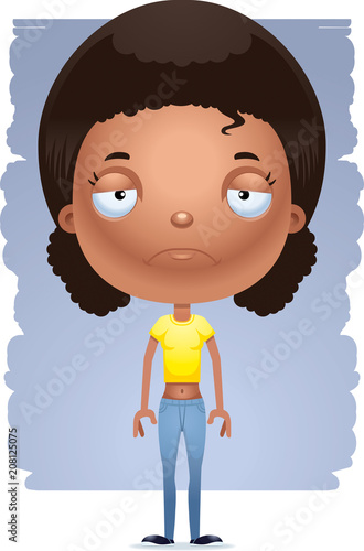 Cartoon Sad Teen Girl