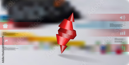 3D illustration infographic template with spiked cone sliced to five parts and askew arranged
