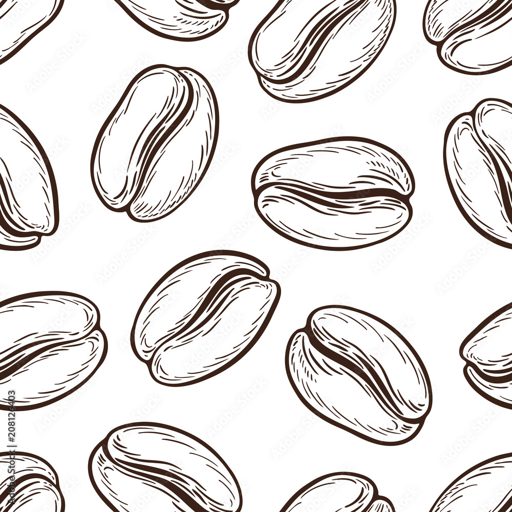 Seamless pattern with coffee beans. Neutral background. Decorative doodle vector illustration Seamless pattern with coffee beans. Neutral background. Decorative doodle vector illustration
