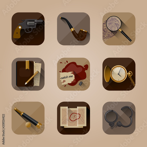 Detective Icon set elements photo