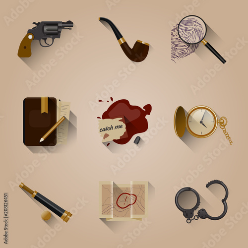 Detective Icon set elements