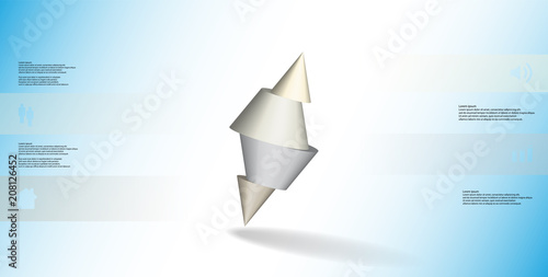 3D illustration infographic template with spiked cone sliced to four parts and askew arranged