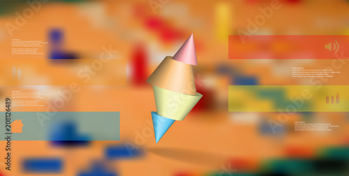 3D illustration infographic template with spiked cone sliced to four parts and askew arranged