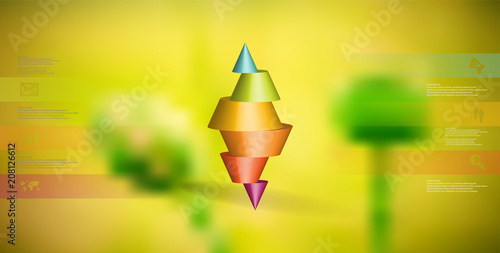 3D illustration infographic template with spiked cone horizontally sliced to six parts