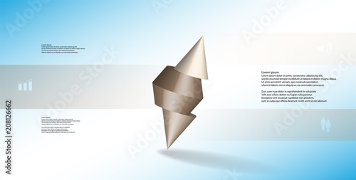 3D illustration infographic template with spiked cone sliced to three parts and askew arranged